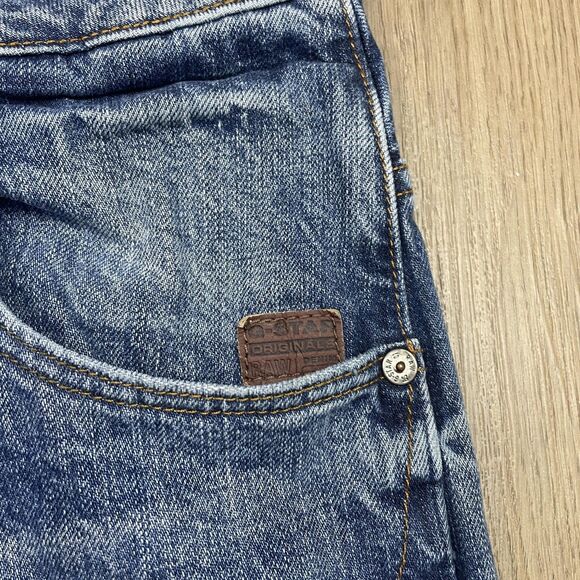 G-Star RAW Arc 3D Slim Jeans Mens 34x32 Blue Medium Wash Distressed Faded Denim - Picture 4 of 12